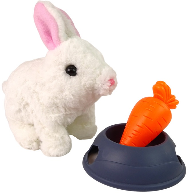 Królik LEAN Toys z miseczką i marchewką Biały 13256 (5905323214583) - obraz 3