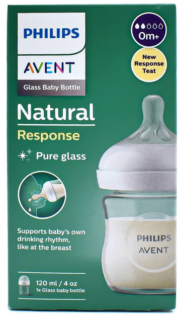 Скляна пляшечка для годування Philips AVENT Natural Response 120 мл 0м+ SCY930/01 (8710103990758) - зображення 6