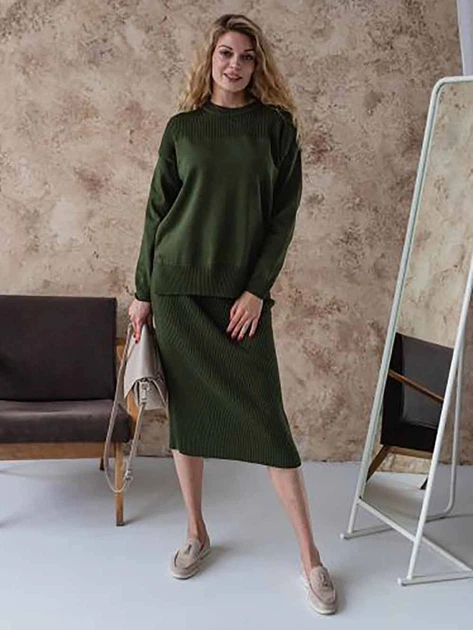Юбка миди осенняя прямая женская ARTKNIT Katrin L/XL Олива (2251948329014) - Фото 5 Юбка миди осенняя прямая женская ARTKNIT Katrin L/XL Олива (2251948329014) - изображение 5