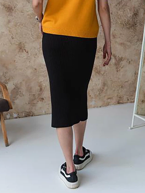 Юбка миди осенняя прямая женская ARTKNIT Katrin L/XL Черная (4823093454873) - изображение 2