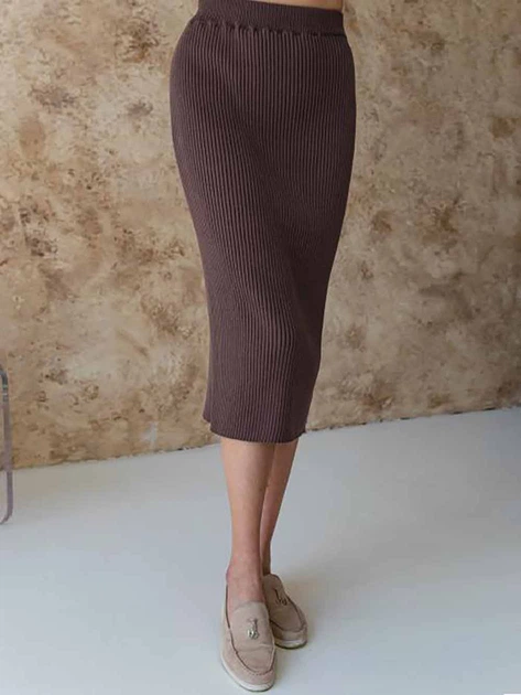 Юбка миди осенняя прямая женская ARTKNIT Katrin S/M Шоколад (4823093460324) - Фото 1 Юбка миди осенняя прямая женская ARTKNIT Katrin S/M Шоколад (4823093460324) - изображение 1