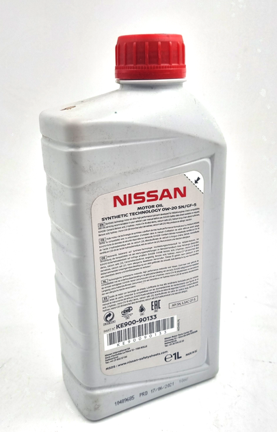 Моторна олива синтетична, оригінал, Nissan 0W-20 1л OEM KE900-90133 - изображение 3