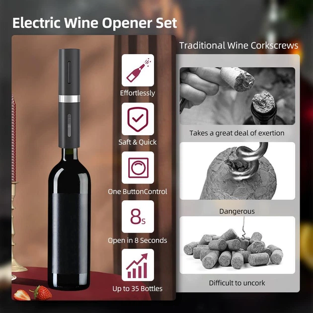 Набор для вина ELECTRIC WINE SET 4 в 1 открывание и закрытие - изображение 3