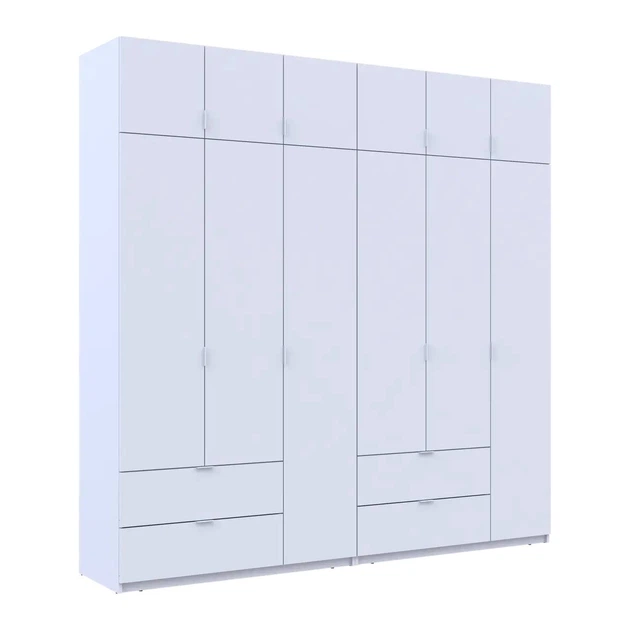 Шафа для одягу Doros Лукас Білий 3+3 ДСП 240х50х240 DRS-011683 (42005106) - Фото 6 Шафа для одягу Doros Лукас Білий 3+3 ДСП 240х50х240 DRS-011683 (42005106) - зображення 6