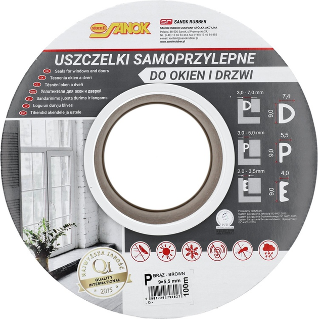 Uszczelka do okien i drzwi Stomil Sanok EPDM typ P 100 m Brązowa (5901729798023) - obraz 3