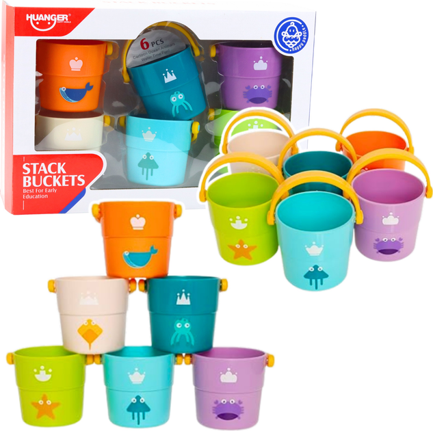 Набір відерок для ванни LEAN Toys з отворами різнокольоровий 22787 (5905991051367) - зображення 2