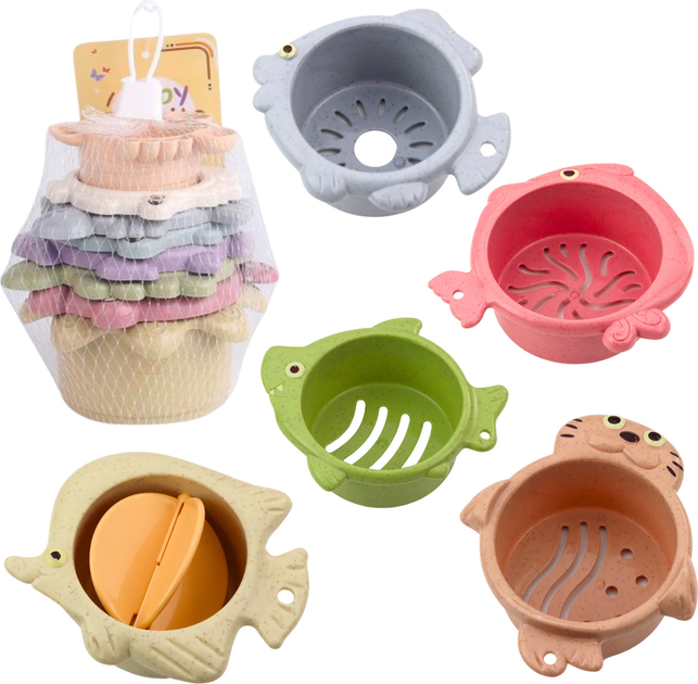 Zestaw kubeczków do kąpieli LEAN Toys do układania 22863 (5905991052128) - obraz 2