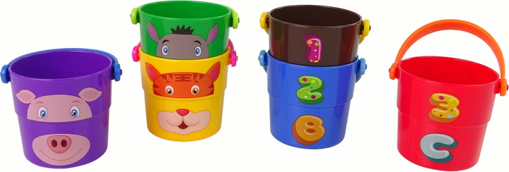 Zestaw wiaderek LEAN Toys Piramidka ze zwierzątkami Kolorowe 5599 (5905214979522) - obraz 4