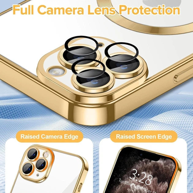 Чохол Wave Premium Metal Shining case with MagSafe (TPU) для Apple iPhone 11 Pro Max 6.5” Gold - изображение 4