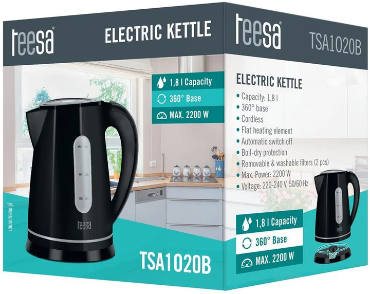 Czajnik elektryczny Teesa TSA1020B czarny - obraz 4