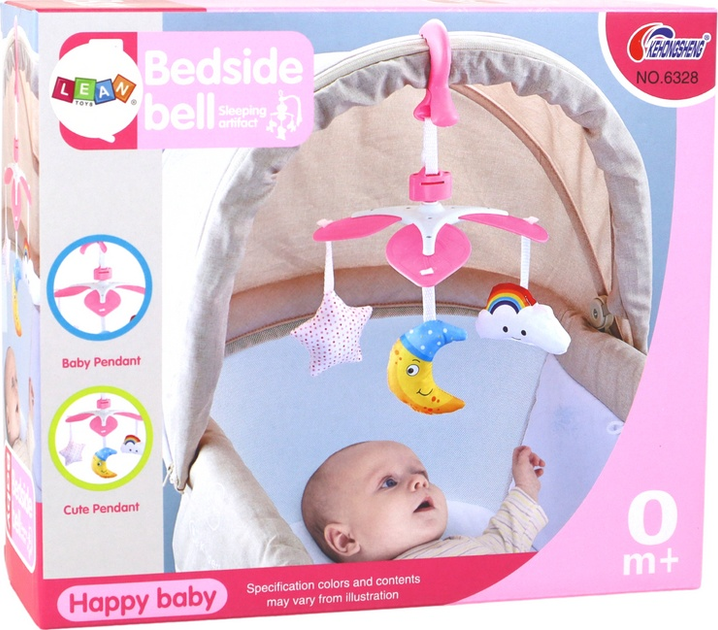 Karuzela do łóżeczka LEAN Toys Niebo Różowa 16235 (5905679077689) - obraz 1