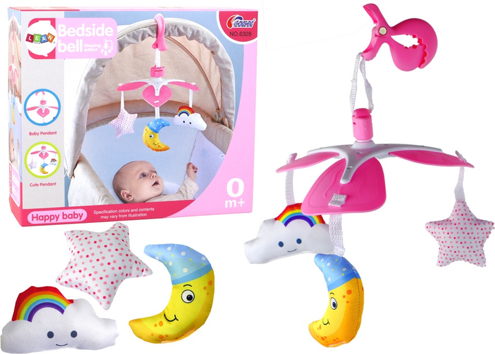 Karuzela do łóżeczka LEAN Toys Niebo Różowa 16235 (5905679077689) - obraz 2