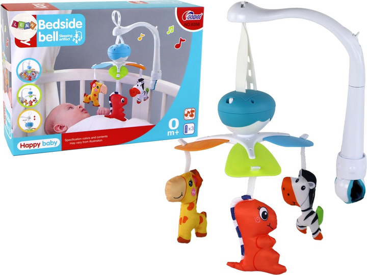 Карусель для дитячого ліжечка LEAN Toys на батарейках із звуками, синя 16236 (5905679077696) - зображення 2