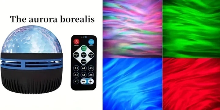 Світлодіодний дископроєктор RGB з різними режимами та регулюванням швидкості від USB з пультом керування AT-061D - зображення 4