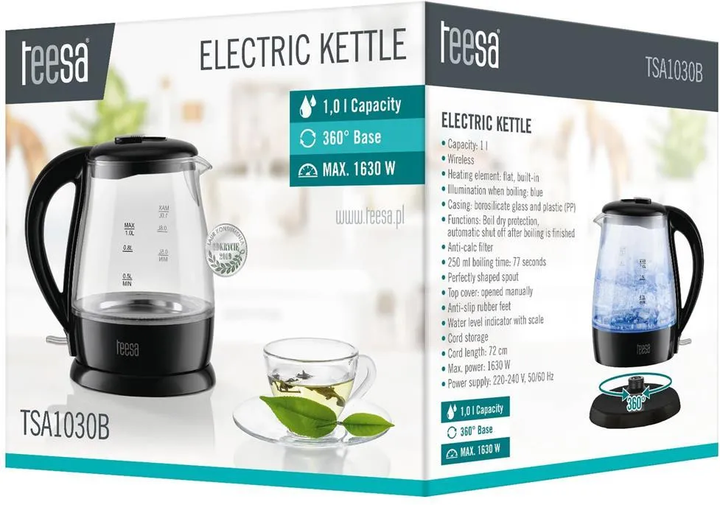 Czajnik elektryczny Teesa TSA1030B czarny - obraz 5