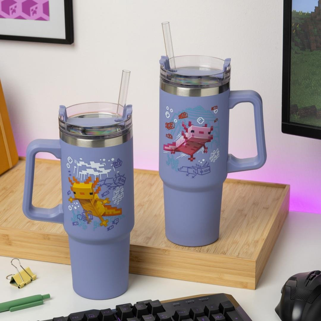 Kubek termiczny Paladone Minecraft Axolotl ze słomką 900 ml (5056577760699) - obraz 4