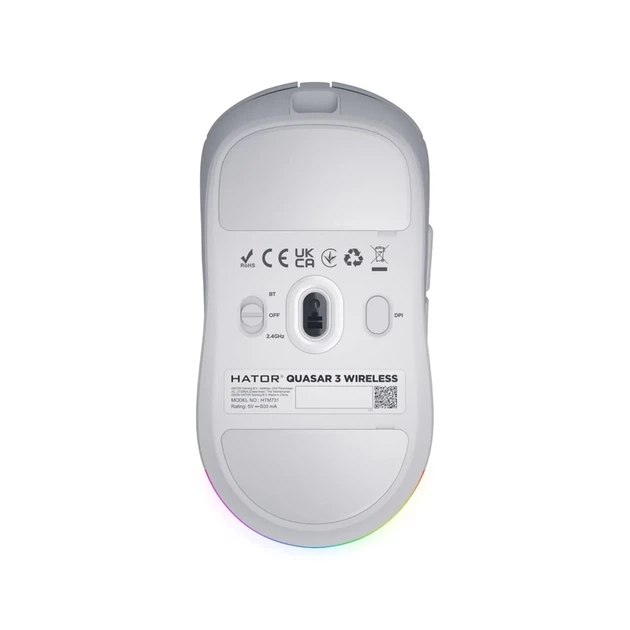 Миша HATOR Quasar 3 Wireless White (HTM731) - Фото 3 Миша HATOR Quasar 3 Wireless White (HTM731) - изображение 3