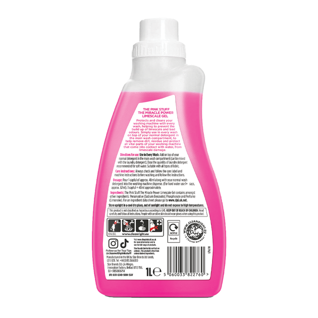 Засіб проти известкового нальоту у пральній машині Pink Stuff Power Limescale Gel 1 л - зображення 2