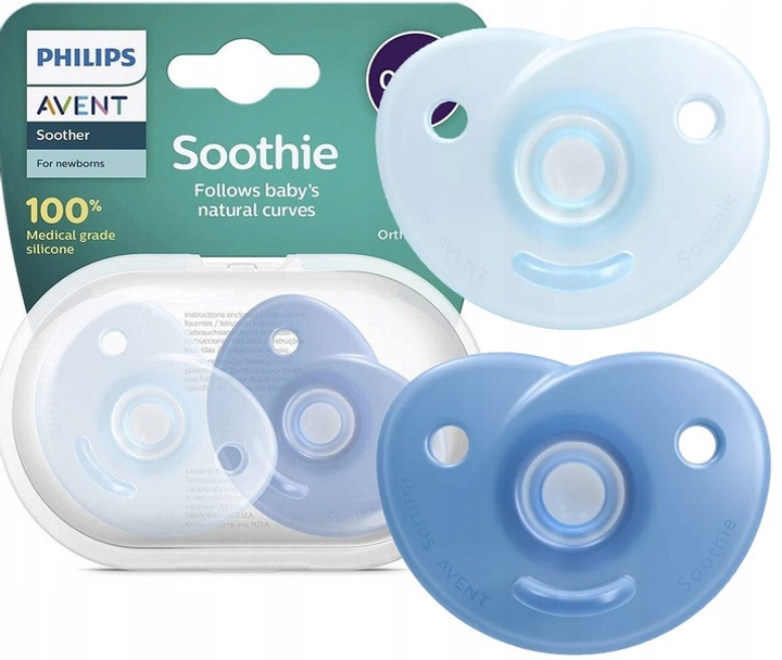 Smoczek ortodontyczny Philips AVENT Soothie 0-6m 2 szt Niebieski SCF099/21 (8710103991618) - obraz 12
