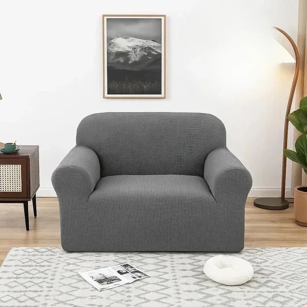 Водовіштовхувальний чохол на крісло трикотаж-жатка Diana Textile, Сірий, 90x140 см - зображення 2