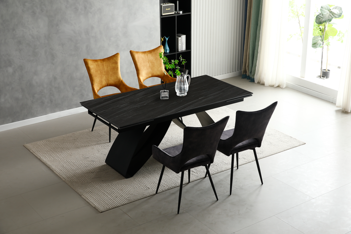 Стол раскладной керамический WILLIAM CERAMIC 180(260)*90 Песчаный камень / Черный каркас Intarsio - изображение 3
