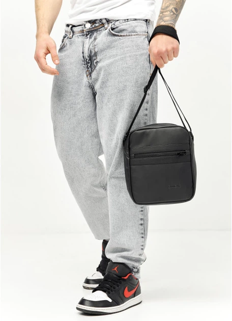 Мужская сумка мессенджер через плечо из экокожи Sambag Черная (912019723) - изображение 6