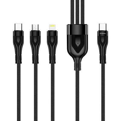 Дата кабель USB 2.0 AM to Lightning + Micro 5P + USB-C 1.2m 3.0A (PD60W data) Black ColorWay - Фото 7 Дата кабель USB 2.0 AM to Lightning + Micro 5P + USB-C 1.2m 3.0A (PD60W data) Black ColorWay - зображення 7