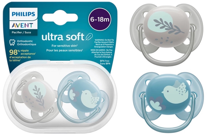 Smoczek ortodontyczny Philips AVENT Ultra Soft 6-18m 2 szt SCF091/15 (8720689016889) - obraz 6