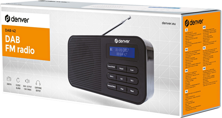Odbiornik radiowy Denver DAB-42 Black (5706751038792) - obraz 7
