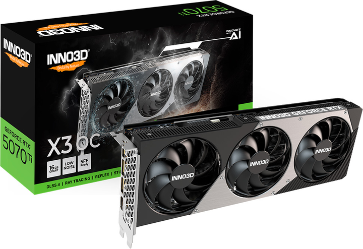 Karta graficzna INNO3D PCI-Ex GeForce RTX 5070 Ti X3 OC 16GB GDDR7 (256bit) (2482/28000) (HDMI, 3 x DisplayPort) (N507T3-16D7X-176068N) - obraz 2