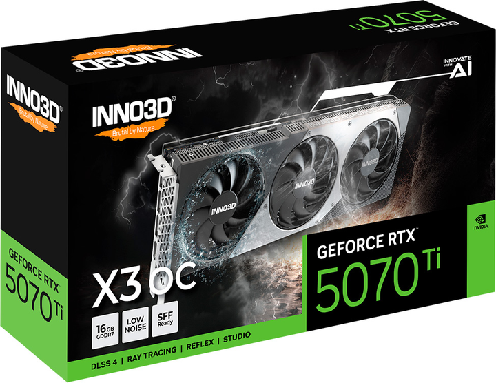 Karta graficzna INNO3D PCI-Ex GeForce RTX 5070 Ti X3 OC 16GB GDDR7 (256bit) (2482/28000) (HDMI, 3 x DisplayPort) (N507T3-16D7X-176068N) - obraz 3