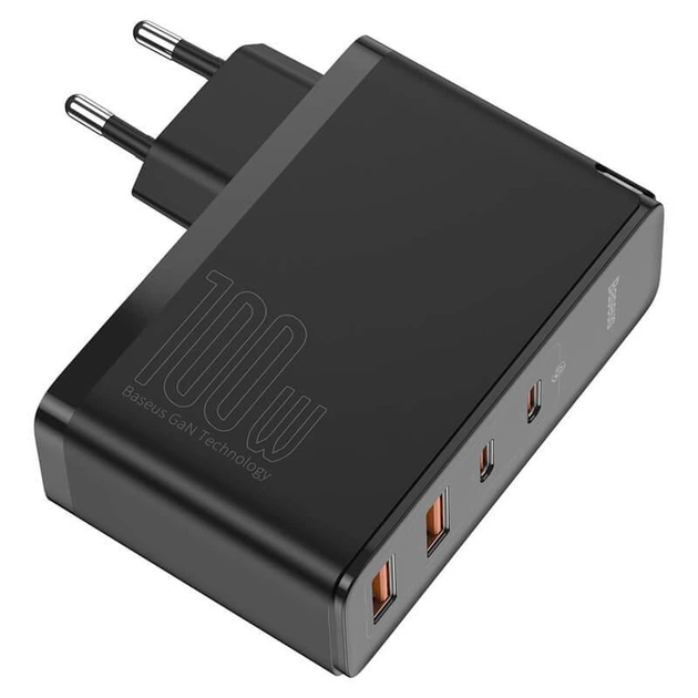 Мережевий зарядний пристрій адаптер Baseus GaN2 Pro Quick Charger |2USB/2Type-C, QC/PD, 100W, 5A| Чорний - зображення 4