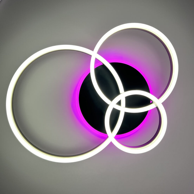 Управляемая светодиодная люстра GENNY ROUND RGB 80W 4R черная Luminaria BLACK 8000Lm с пультом и приложением 605х420х170мм - изображение 3