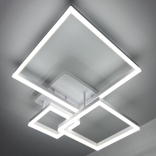 Світлодіодна люстра з ПДУ LUMINARIA GENNY SQUARE RGB 105W 4S 3000-6500К+RGB 10500Лм WHITE 645x618х170мм - зображення 3