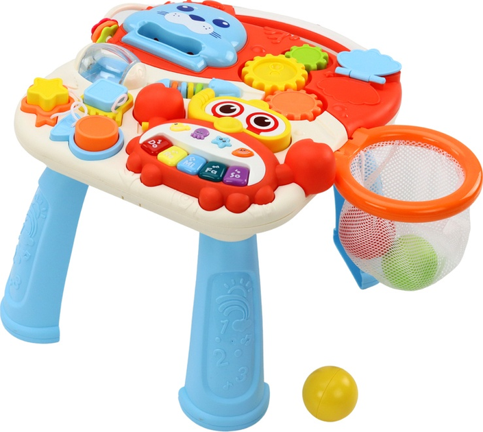 Chodzik-pchacz LEAN Toys 2w1 z panelem interaktywnym i stolikiem Czerwony 17384 (5905991002505) - obraz 4