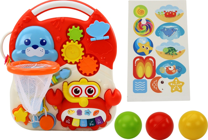 Chodzik-pchacz LEAN Toys 2w1 z panelem interaktywnym i stolikiem Czerwony 17384 (5905991002505) - obraz 5