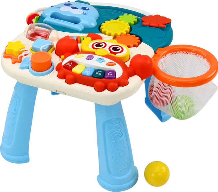 Chodzik-pchacz LEAN Toys 2w1 z panelem interaktywnym i stolikiem Niebieski 17383 (5905991002499) - obraz 4