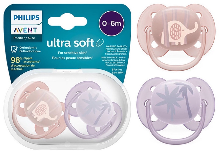 Smoczek ortodontyczny Philips AVENT Ultra Soft 0-6m 2 szt SCF091/09 (8720689016872) - obraz 6