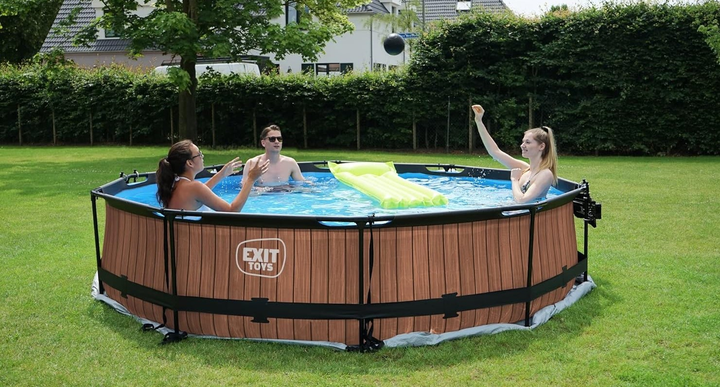 Басейн каркасний Exit Wood Pool з фільтрувальною помпою 360 × 76 см Коричневий (8719874703420) - зображення 3