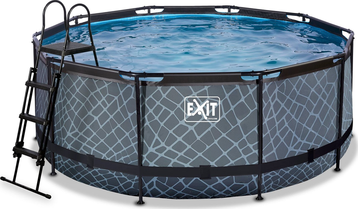 Basen stelażowy Exit Stone Pool z pompą filtrującą 360 × 122 cm Szary (8719874703420) - obraz 1