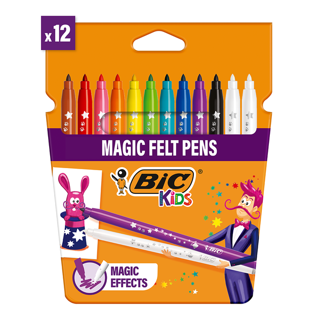 Фломастери BIC Kids 12кол. Magic карт.уп. /bc525438/ - Фото 1 Фломастери BIC Kids 12кол. Magic карт.уп. /bc525438/ - изображение 1
