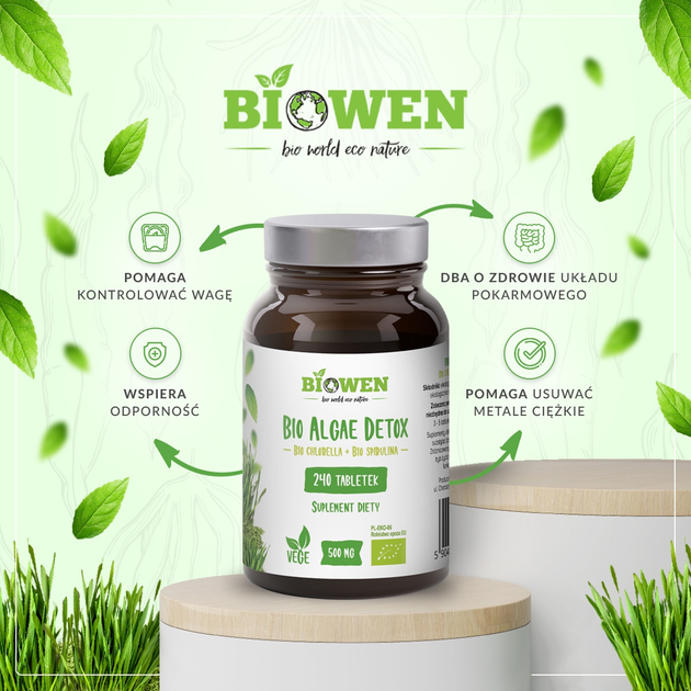 Suplement diety Biowen Bio Algae Detox 500 mg 240 tabletek (5904806120007) - obraz 2