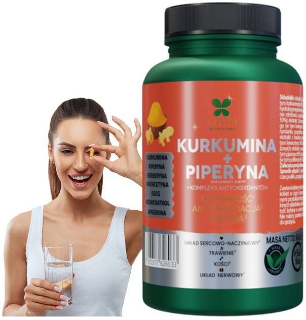 Харчова добавка Lanco Nutritions Куркумін + Піперін 60 капсул (5905317626286) - зображення 3
