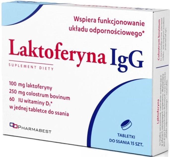 Харчова добавка Pharmabest Лактоферин IgG 15 таблеток для розсмоктування (5903111160197) - зображення 1