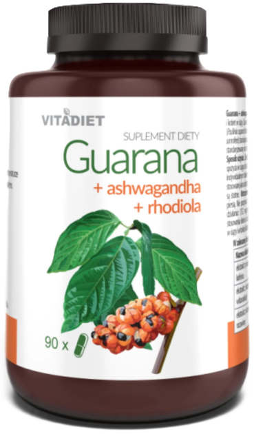 Suplement diety Vitadiet Guarana + Ashwagandha + Rhodiola 90 kapsułek (5900425006982) - obraz 1
