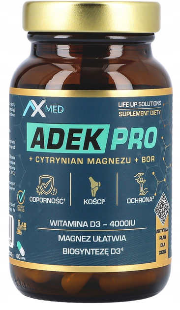 Харчова добавка AX Med ADEK PRO + Цитрат магнію + Бор 60 капсул (5908266365183) - зображення 1