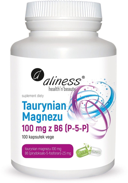 Suplement diety Aliness Taurynian Magnezu 100 mg z B6 100 kapsułek (5903242580642) - obraz 1
