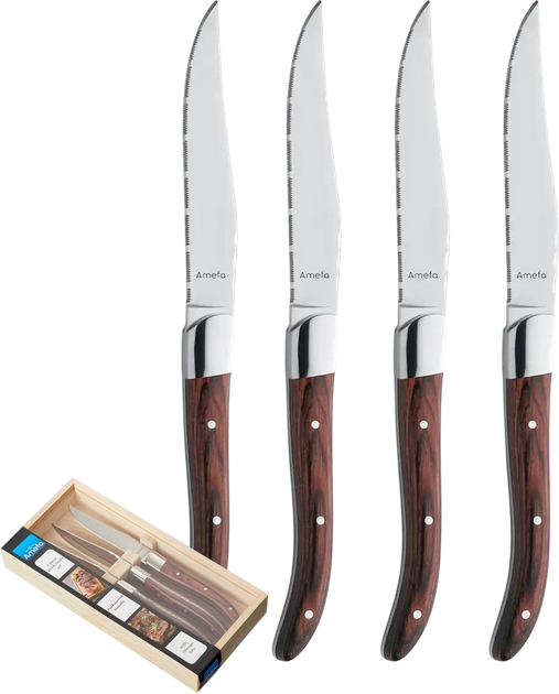 Набір ножів Amefa Royal Steak коричневий 4 шт (ZES8711155479611) - зображення 2