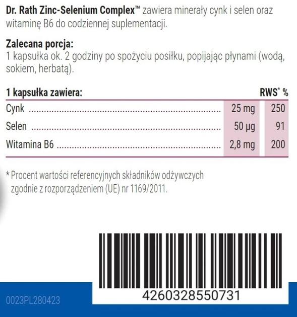 Suplement diety Dr. Rath Zinc-Selenium Complex 90 kapsułek (4260328550731) - obraz 2