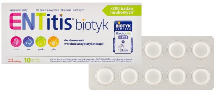 Харчова добавка Polski Lek ENTitis біотик 10 пастилок для смоктання (5904157902932) - зображення 2
